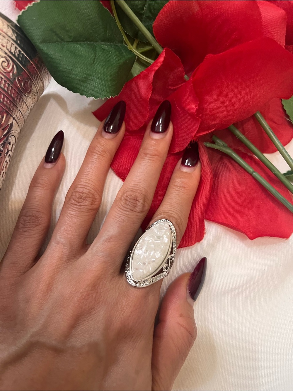 Brand New Tibetan silver white stones